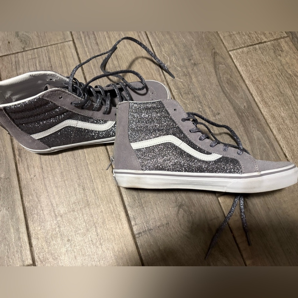 Vans Sparkly Gray High-Top Kids or Womens